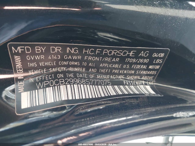 Продаж на аукціоні авто 2008 Porsche 911 Carrera S, vin: WP0CB29968S777075, номер лоту: 46037696