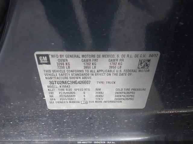 GMC Sierra 1500 Slt 2017 3GTU2NEC3HG426607 Image 9