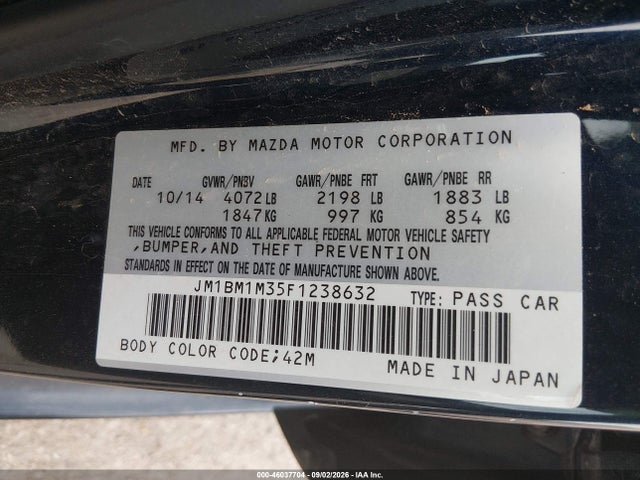 JM1BM1M35F1238632 Mazda Mazda3 S Grand Touring