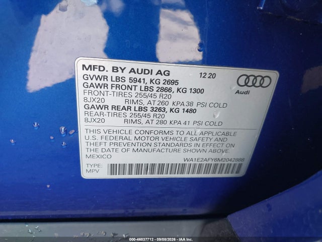 Продажа на аукционе авто 2021 Audi Q5 Premium Plus 55 Tfsi E Quattro S Tronic, vin: WA1E2AFY6M2042888, номер лота: 46037712
