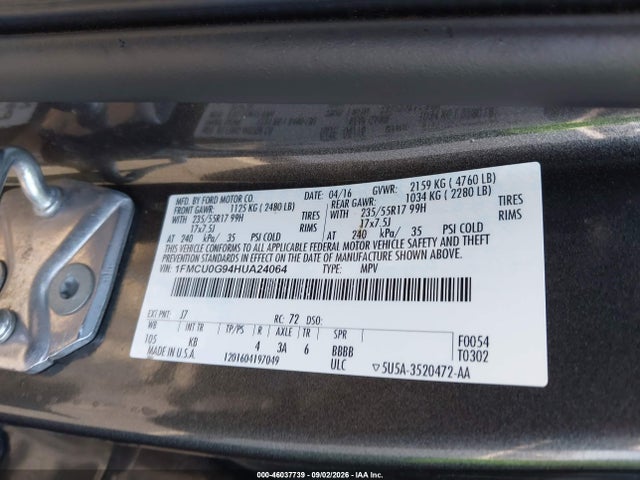 Ford ESCAPE SE 2017 1FMCU0G94HUA24064 Image 9