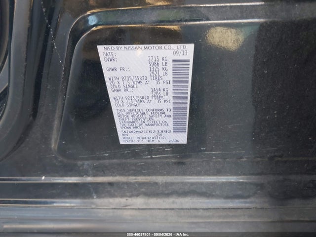 Продаж на аукціоні авто 2014 Nissan Pathfinder Platinum, vin: 5N1AR2MN2EC623892, номер лоту: 46037801