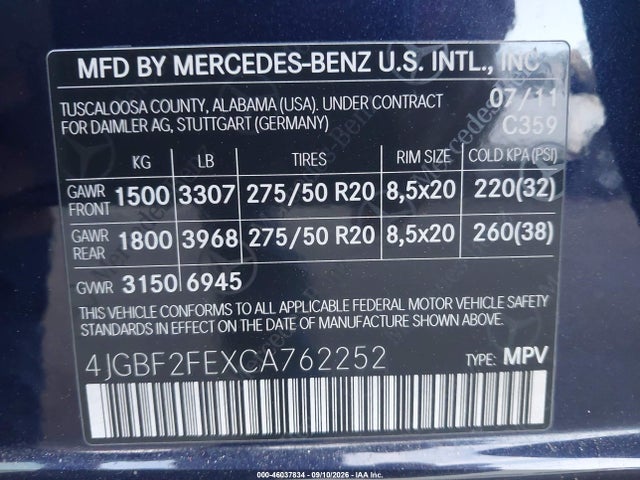 2012 Mercedes-benz Gl 350 Bluetec 4matic მანქანა იყიდება აუქციონზე, vin: 4JGBF2FEXCA762252, აუქციონის ნომერი: 46037834