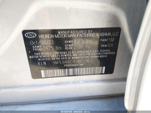 Hyundai SONATA GLS 2014 5NPEB4AC7EH822403 Image 9