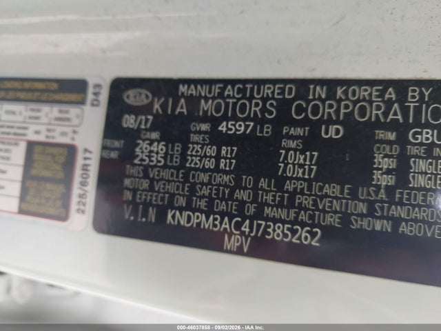 Продаж на аукціоні авто 2018 Kia Sportage Lx, vin: KNDPM3AC4J7385262, номер лоту: 46037858