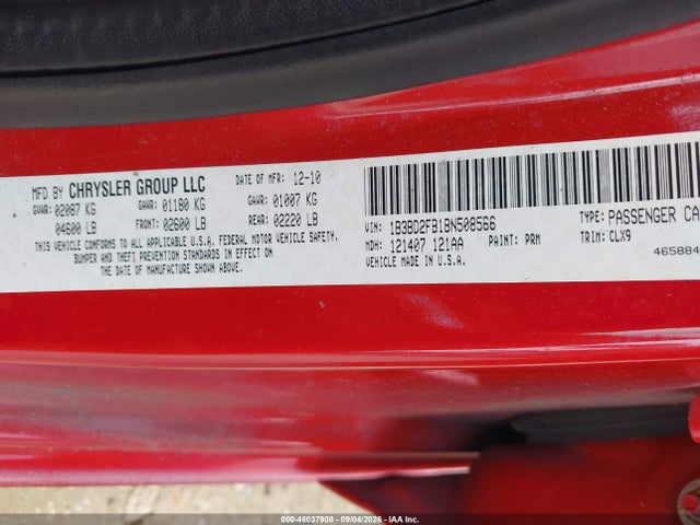 2011 Dodge Avenger Lux მანქანა იყიდება აუქციონზე, vin: 1B3BD2FB1BN508566, აუქციონის ნომერი: 46037908