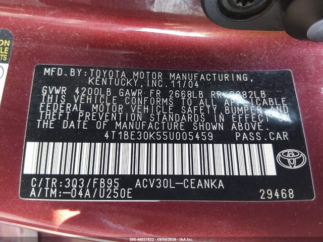 Aukcja sprzedaży 2005 Toyota Camry Le, vin: 4T1BE30K55U005459, numer aukcji: 46037922