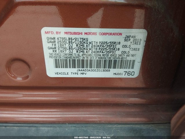 Aukcja sprzedaży 2014 Mitsubishi Outlander Se, vin: JA4AD3A30EZ013069, numer aukcji: 46037948