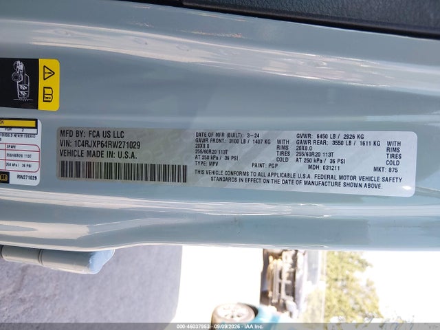 Aukcja sprzedaży 2024 Jeep Wrangler 4xe Sahara 4xe, vin: 1C4RJXP64RW271029, numer aukcji: 46037953
