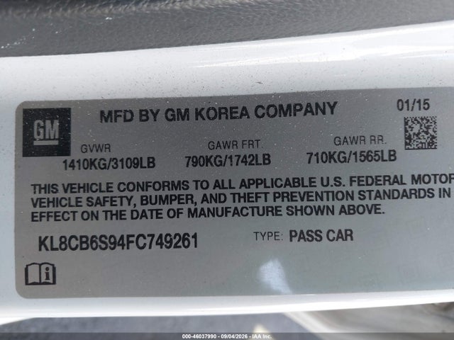 Chevrolet Spark Ls Cvt 2015 KL8CB6S94FC749261 Image 9