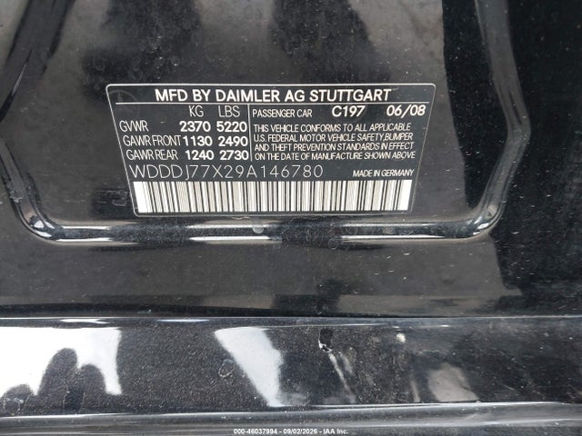 Aukcja sprzedaży 2009 Mercedes-benz Cls 63 Amg, vin: WDDDJ77X29A146780, numer aukcji: 46037994