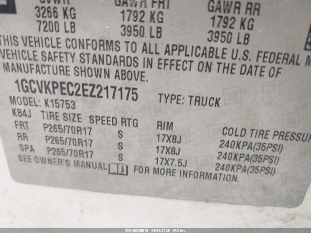 Продаж на аукціоні авто 2014 Chevrolet Silverado 1500 Work Truck, vin: 1GCVKPEC2EZ217175, номер лоту: 46038010