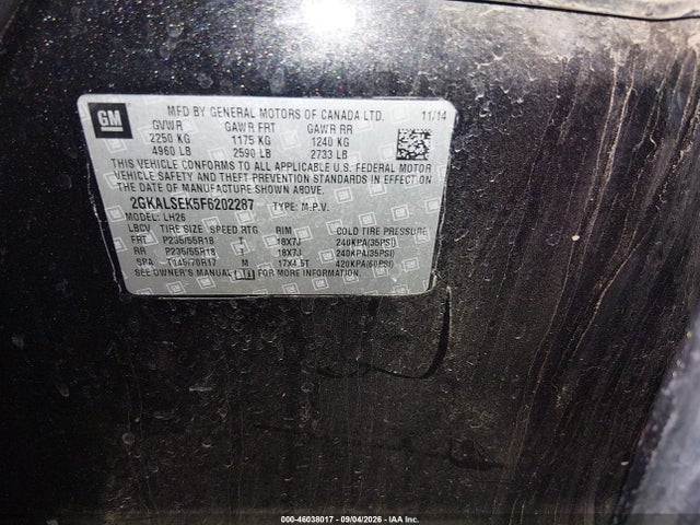 GMC Terrain Slt-1 2015 2GKALSEK5F6202287 Image 9