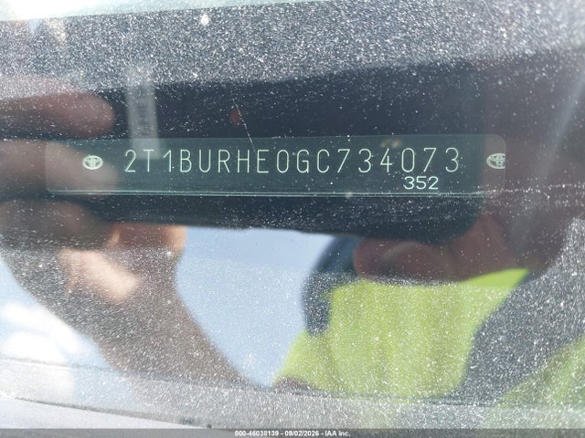 46038139 :رقم المزاد ، 2T1BURHE0GC734073 vin ، 2016 Toyota Corolla L مزاد بيع