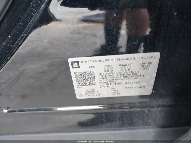 46038167 :رقم المزاد ، 3GNKBERS0LS722562 vin ، 2020 Chevrolet Blazer Fwd Rs مزاد بيع