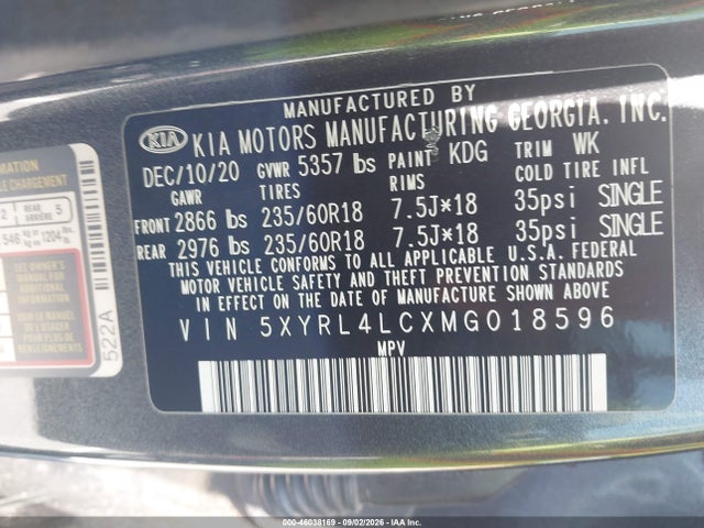 KIA SORENTO S 2021 5XYRL4LCXMG018596 Image 9