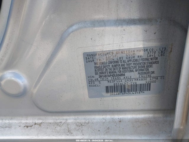 2013 Nissan Sentra Sv მანქანა იყიდება აუქციონზე, vin: 3N1AB7AP4DL634894, აუქციონის ნომერი: 46038176