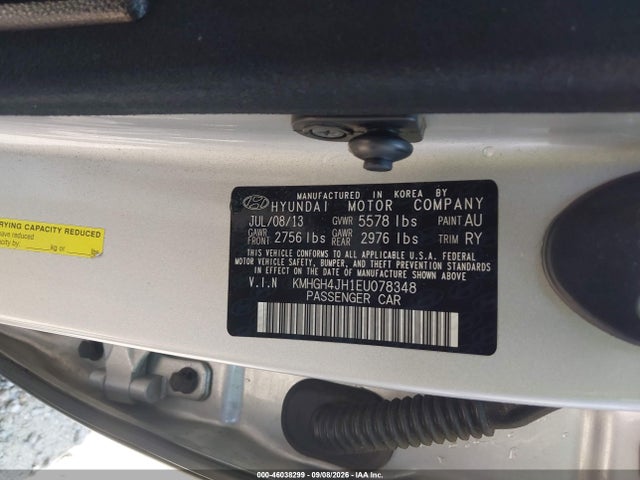 Auction sale of the 2014 Hyundai Equus Signature, vin: KMHGH4JH1EU078348, lot number: 46038299