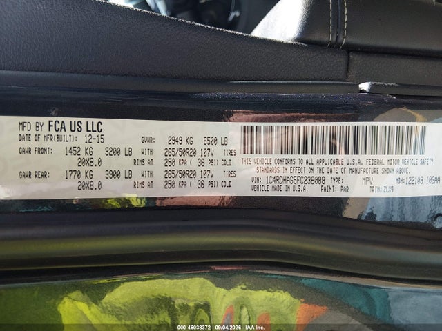 Aukcja sprzedaży 2015 Dodge Durango Sxt, vin: 1C4RDHAG5FC236088, numer aukcji: 46038372