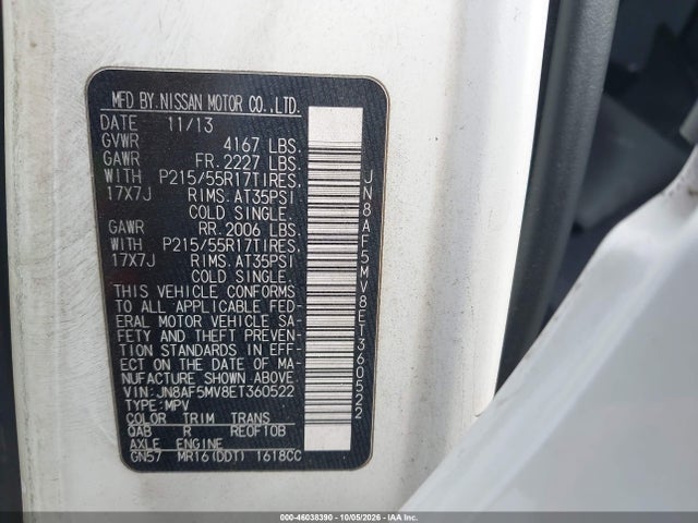 Aukcja sprzedaży 2014 Nissan Juke Sl, vin: JN8AF5MV8ET360522, numer aukcji: 46038390