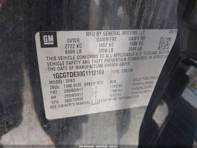 1GCGTDE30G1112169 Chevrolet Colorado Z71