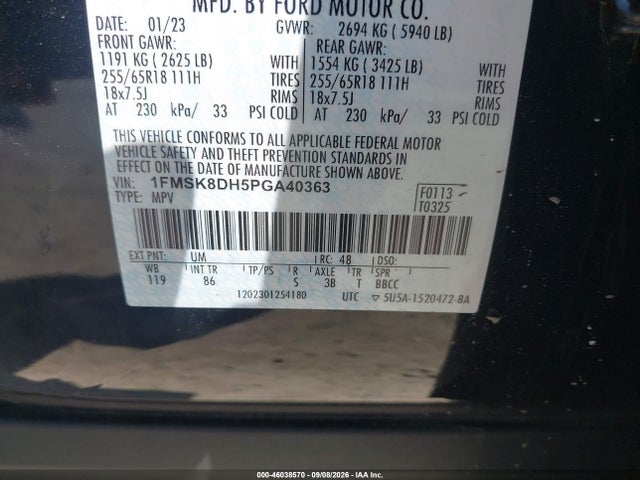 Продажа на аукционе авто 2023 Ford Explorer Xlt, vin: 1FMSK8DH5PGA40363, номер лота: 46038570
