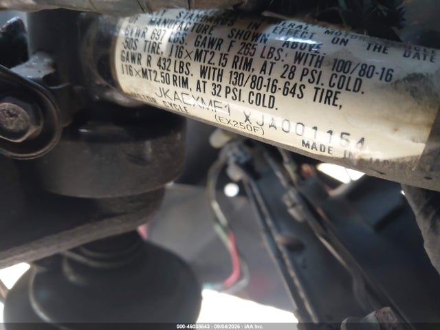Продаж на аукціоні авто 1988 Kawasaki Ex250 F, vin: JKAEXMF1XJA001154, номер лоту: 46038643