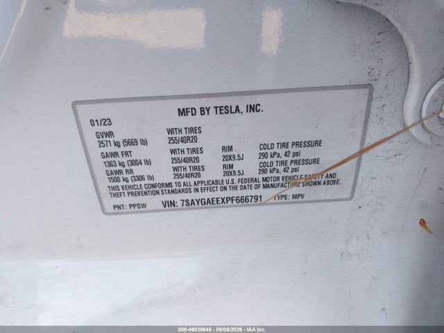 7SAYGAEEXPF666791 Tesla Model Y Awd/long Range Dual Motor All-wheel Drive