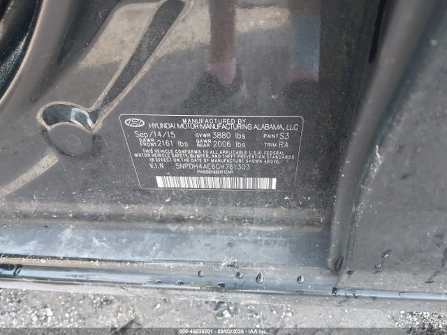 Продажа на аукционе авто 2016 Hyundai Elantra Se, vin: 5NPDH4AE6GH761303, номер лота: 46038701