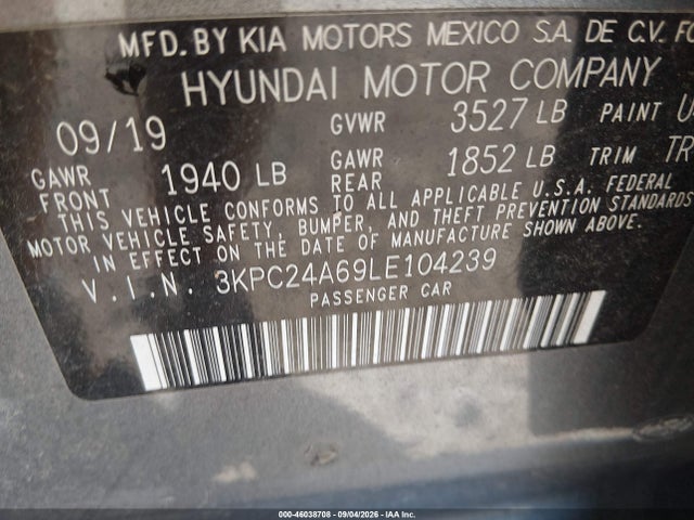 Hyundai Accent Sel 2020 3KPC24A69LE104239 Image 9