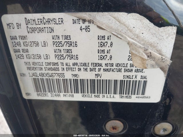 Продаж на аукціоні авто 2005 Jeep Liberty Sport, vin: 1J4GL48KX5W677655, номер лоту: 46038716