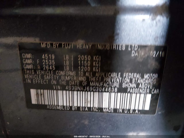 Продажа на аукционе авто 2016 Subaru Legacy 2.5i Limited, vin: 4S3BNAJ69G3044638, номер лота: 46038747
