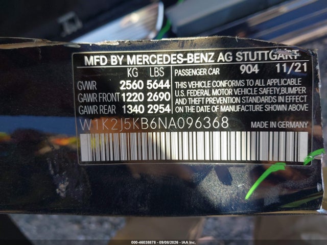 Aukcja sprzedaży 2022 Mercedes-benz Cls 450 Coupe 4matic, vin: W1K2J5KB6NA096368, numer aukcji: 46038878