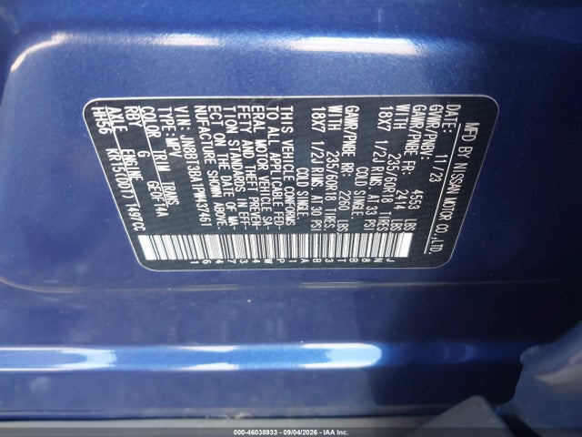 2023 Nissan Rogue Sv Fwd მანქანა იყიდება აუქციონზე, vin: JN8BT3BA1PW437461, აუქციონის ნომერი: 46038933