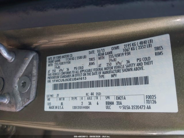 Продажа на аукционе авто 2014 Ford Escape Titanium, vin: 1FMCU9J93EUB41613, номер лота: 46039013