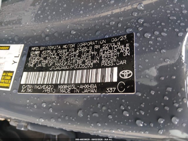 Aukcja sprzedaży 2023 Toyota Prius Limited Awd-e, vin: JTDADABU7P3005073, numer aukcji: 46039029