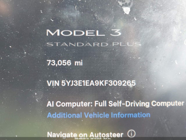 Aukcja sprzedaży 2019 Tesla Model 3 Long Range/mid Range/standard Range/standard Range Plus, vin: 5YJ3E1EA9KF309265, numer aukcji: 46039118