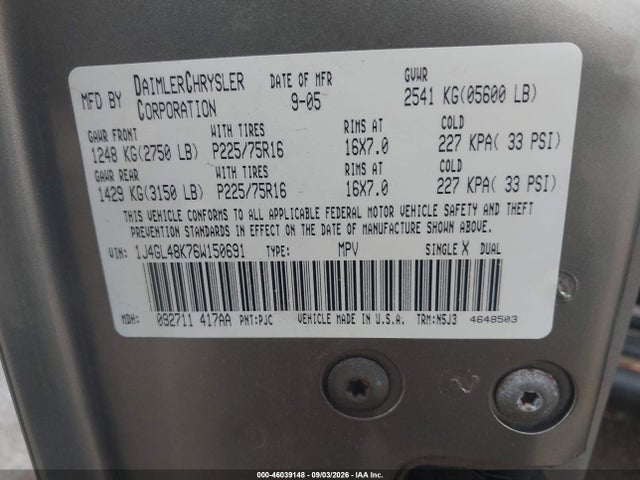 Продажа на аукционе авто 2006 Jeep Liberty Sport, vin: 1J4GL48K76W150691, номер лота: 46039148