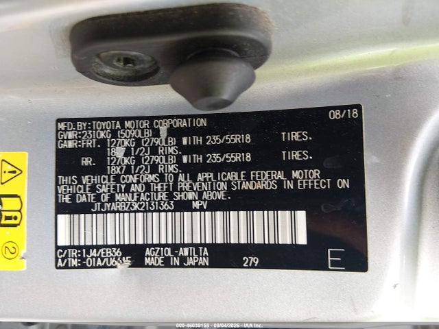 46039158 :رقم المزاد ، JTJYARBZ3K2131363 vin ، 2019 Lexus Nx 300 F Sport مزاد بيع