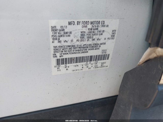 Aukcja sprzedaży 2013 Ford Explorer Xlt, vin: 1FM5K7D95DGC28585, numer aukcji: 46039166