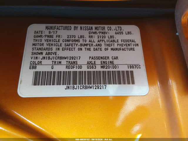 Продаж на аукціоні авто 2017 Nissan Rogue Sport Sl, vin: JN1BJ1CR8HW129217, номер лоту: 46039182