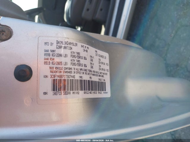 46039200 :رقم المزاد ، 3C8FY4BB71T567446 vin ، 2001 Chrysler Pt Cruiser مزاد بيع