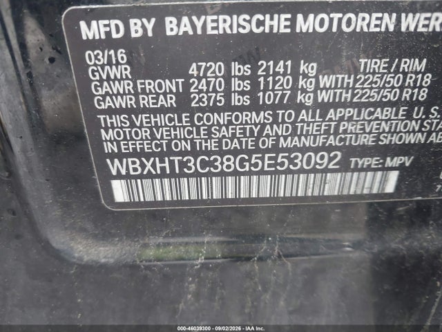 Aukcja sprzedaży 2016 Bmw X1 Xdrive28i, vin: WBXHT3C38G5E53092, numer aukcji: 46039300