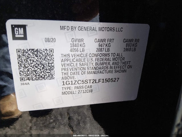 Продажа на аукционе авто 2020 Chevrolet Malibu Fwd 1fl, vin: 1G1ZC5ST2LF150527, номер лота: 46039311