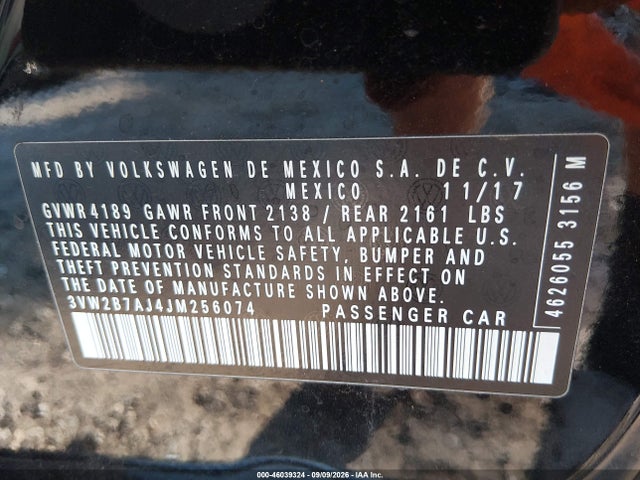46039324 :رقم المزاد ، 3VW2B7AJ4JM256074 vin ، 2018 Volkswagen Jetta 1.4t S مزاد بيع