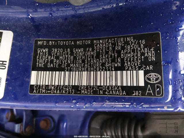 Продажа на аукционе авто 2017 Toyota Corolla Se, vin: 2T1BURHEXHC822114, номер лота: 46039358