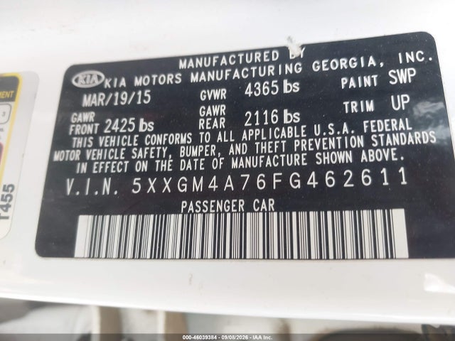 KIA Optima Lx 2015 5XXGM4A76FG462611 Image 9
