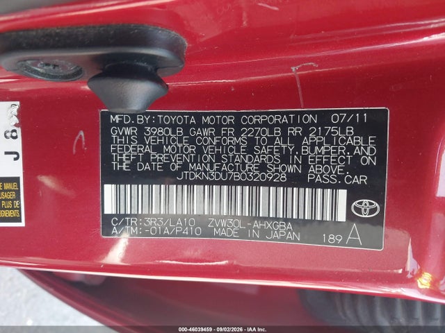 Aukcja sprzedaży 2011 Toyota Prius Four, vin: JTDKN3DU7B0320928, numer aukcji: 46039459