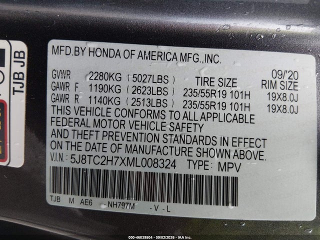 Aukcja sprzedaży 2021 Acura Rdx Advance Package/pmc Edition, vin: 5J8TC2H7XML008324, numer aukcji: 46039504