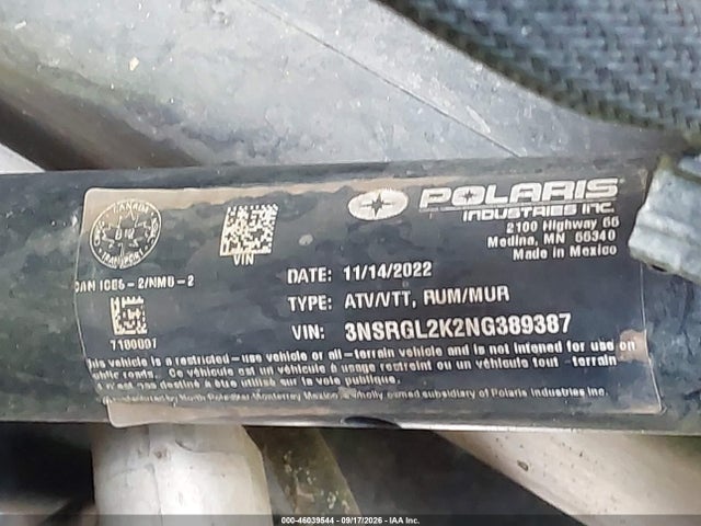 Aukcja sprzedaży 2022 Polaris Rzr Pro R Ultimate Launch Edition, vin: 3NSRGL2K2NG389387, numer aukcji: 46039544